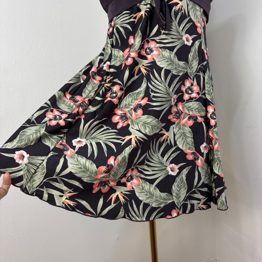 Wantdo Swim Dress Tropical Floral Ruched Front Tie One Piece Beach Women 26W-28W - Picture 6 of 13